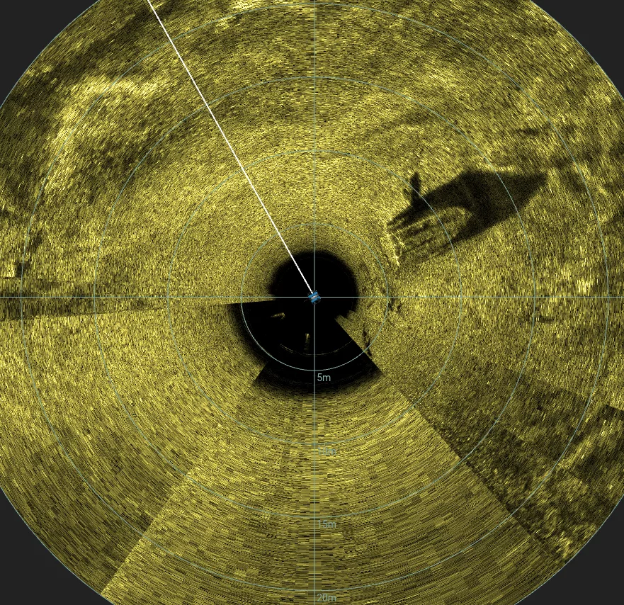 20' Wooden Barge Wreck (LU001), Lake Union, Seattle, WA — side-scan sonar image 2 of 2