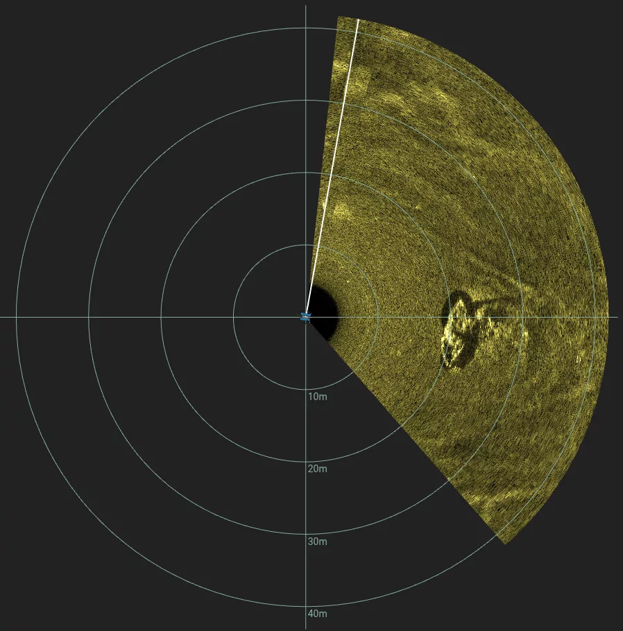 32' Wooden Boat Wreck (LU005), Lake Union, Seattle, WA — side-scan sonar image 1 of 2