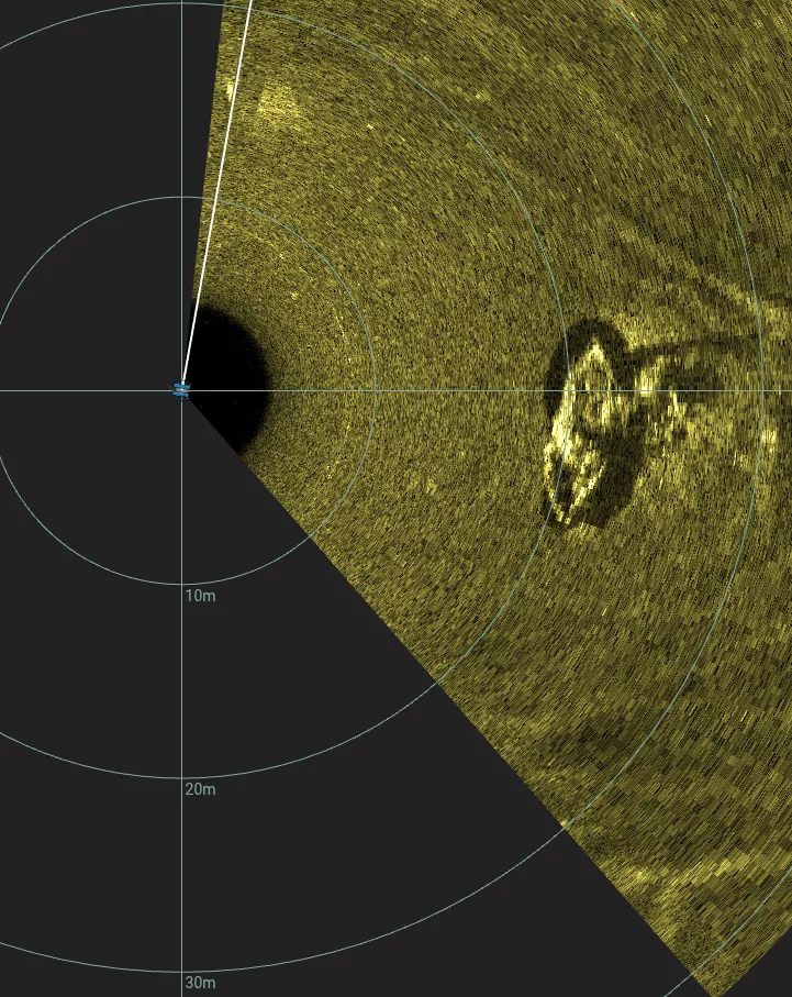 32' Wooden Boat Wreck (LU005), Lake Union, Seattle, WA — side-scan sonar image 2 of 2