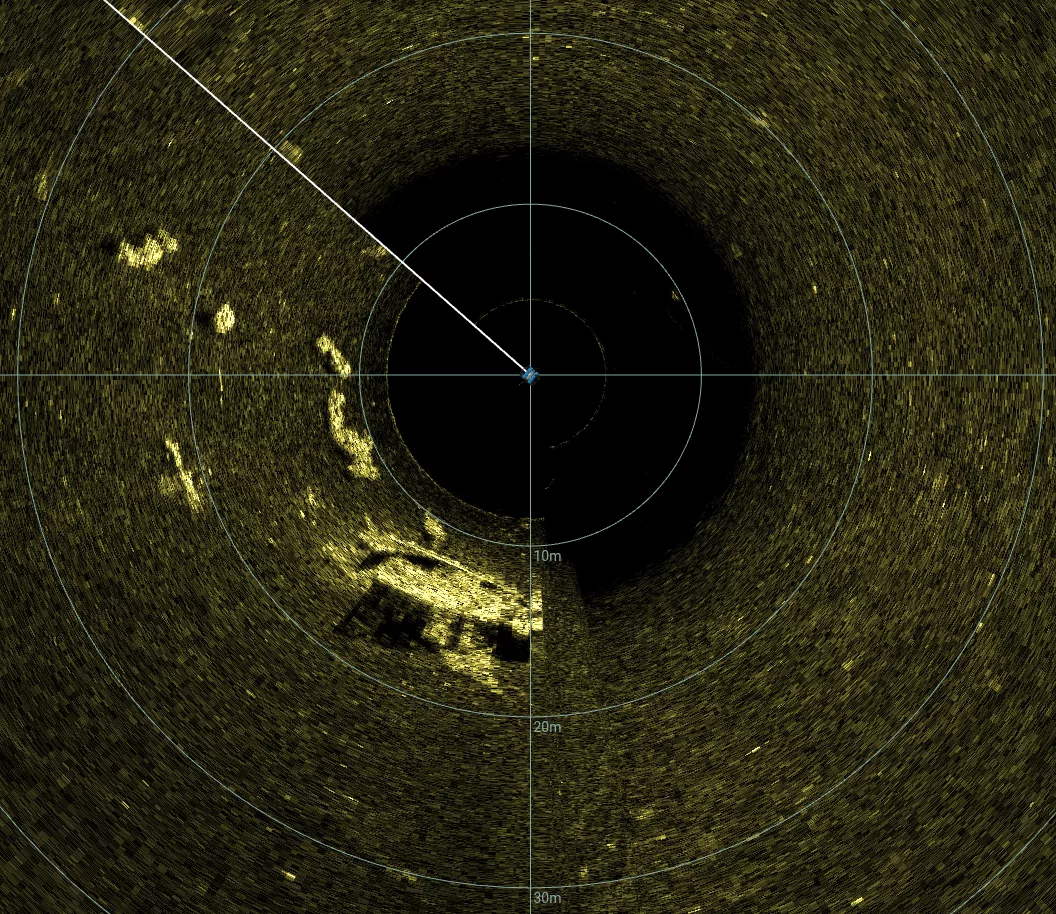 WWII Higgins Boat Wreck (LCVP) (LU006), Lake Union, Seattle, WA — side-scan sonar image 2 of 2