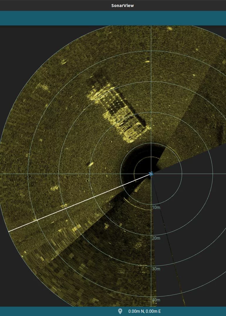 60' Wood Barge Wreck (LU032), Lake Union, Seattle, WA — side-scan sonar image