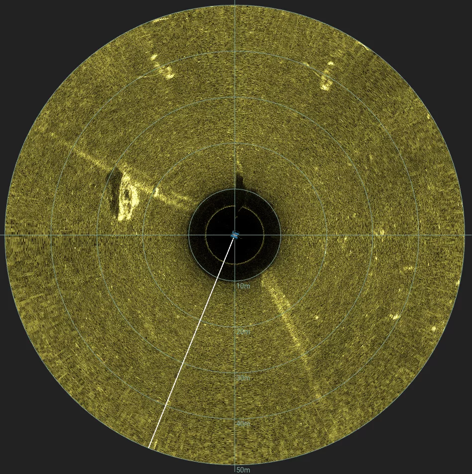 Betty W.: 35' Sailing Vessel Wreck (LU078), Lake Union, Seattle, WA — side-scan sonar image 1 of 2
