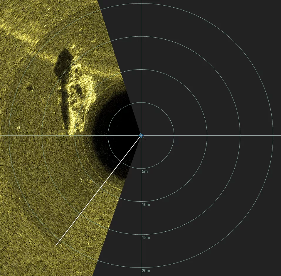 Betty W.: 35' Sailing Vessel Wreck (LU078), Lake Union, Seattle, WA — side-scan sonar image 2 of 2