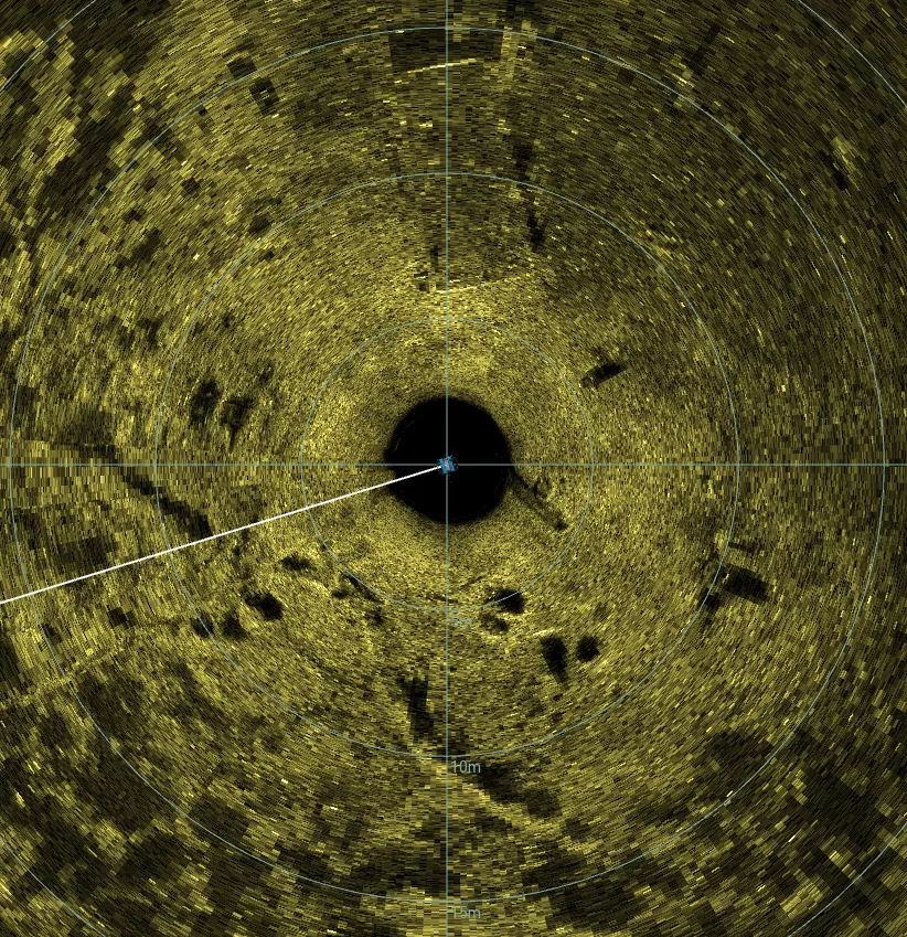 24' Metal Barge Wreck (LU084), Lake Union, Seattle, WA — side-scan sonar image