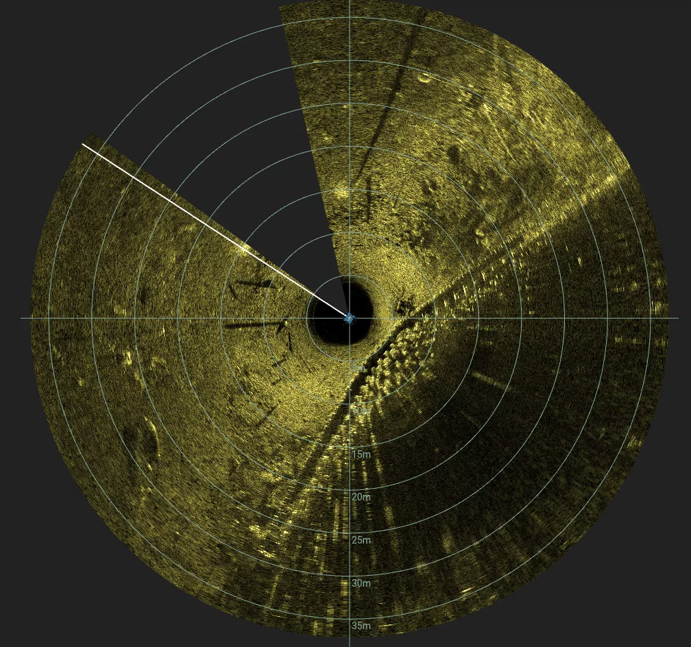 Small Wooden Boat Wreck (LU103), Lake Union, Seattle, WA — side-scan sonar image 1 of 2